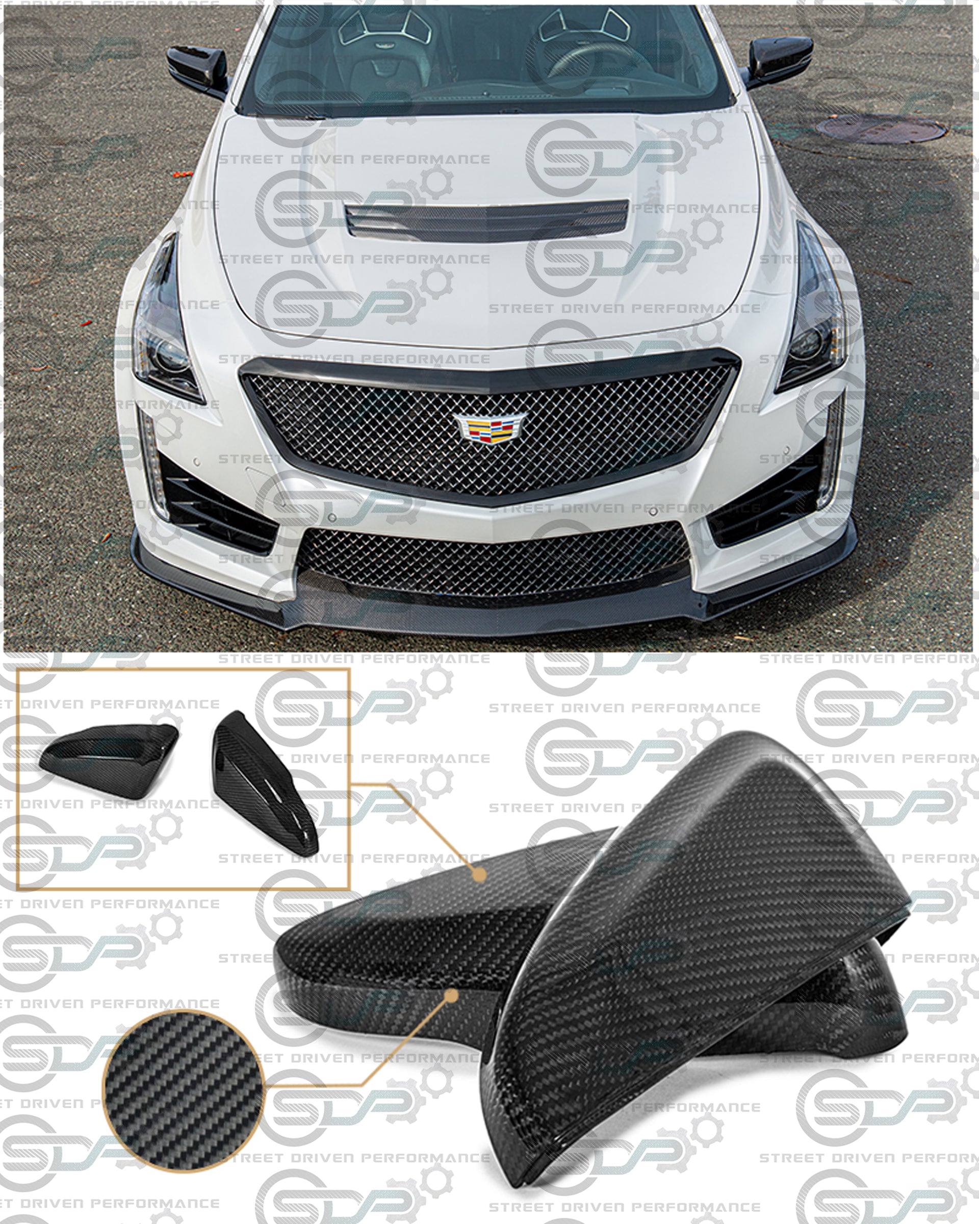 2016-2019 Cadillac CTS/ CTS-V V3 | Carbon Fiber Side Mirror Covers Replacement - All Models